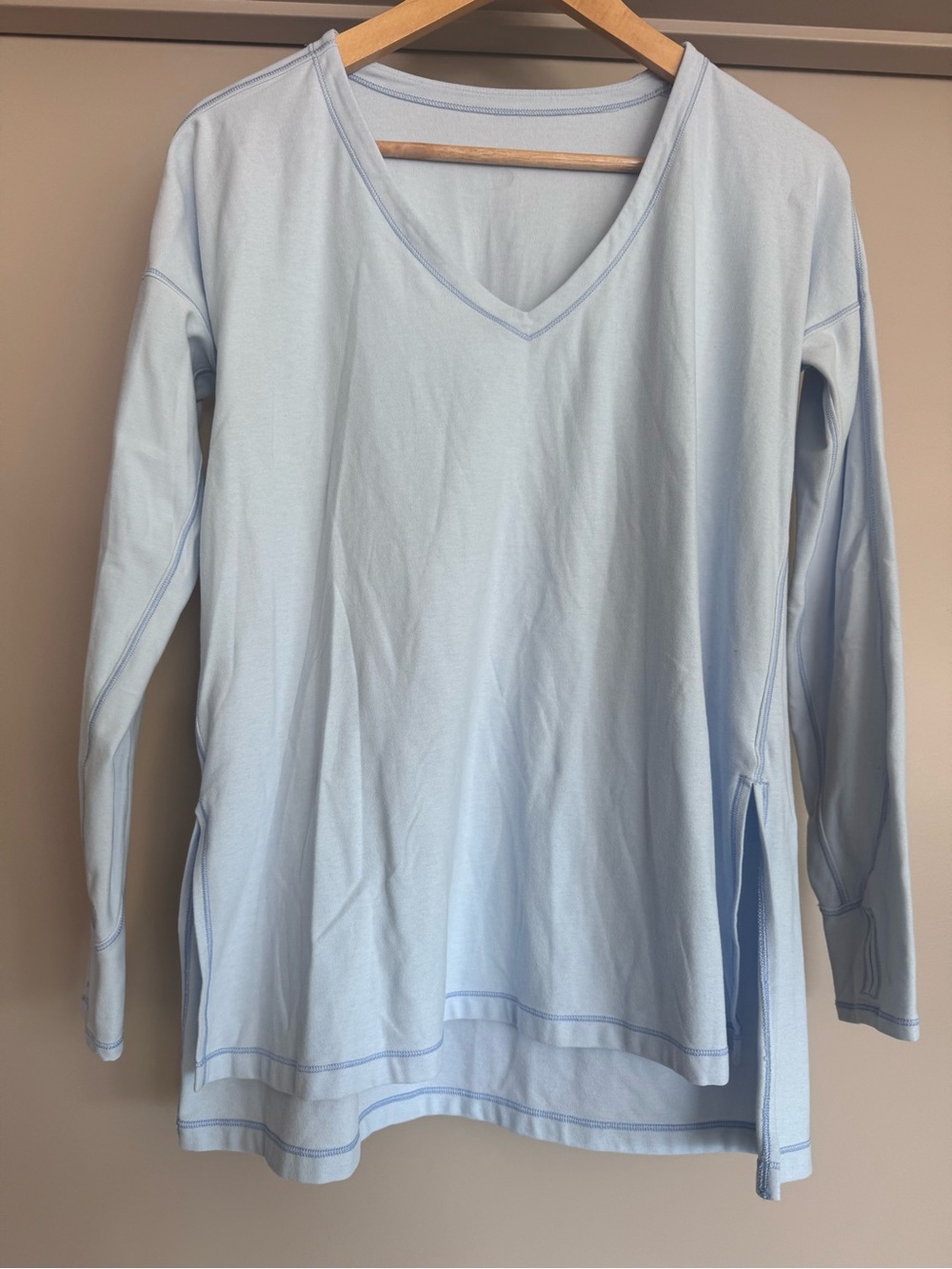 lululemon athletica Light Blue V-Neck Long Sleeve Top
